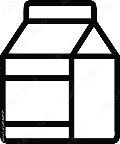 Outline vector drawing of a commercial milk carton with blank label area