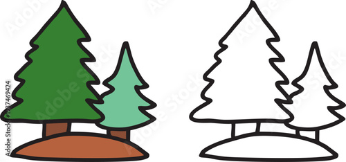 Evergreen Pine Tree Forest Nature Illustration