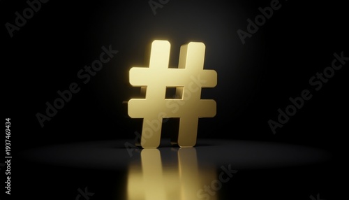 Glowing hashtag symbol on dark background