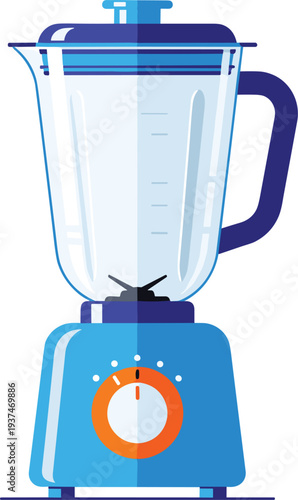 Kitchen Blender Appliance Illustration with Glass Jar and Control Dial, Electric Food Mixer Machine Vector for Cooking and Kitchen Equipment Design