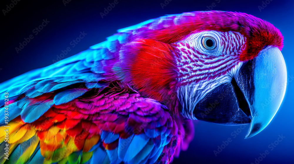 custom made wallpaper toronto digitalVibrant and Colorful Exotic Parrot with Bright Feathers on Dark Background