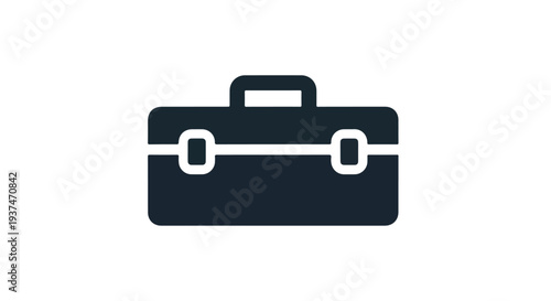 Simple black briefcase icon with a handle and white accents on a clean white background.