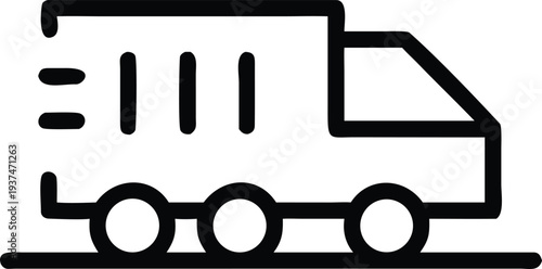 Rapid express delivery truck with speed lines indicating quick transportation service