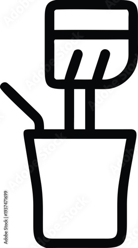 Refreshing drink outline icon with a straw and fruit garnish in a tall cup