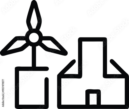 Residential home powered by renewable wind energy generation with turbine technology