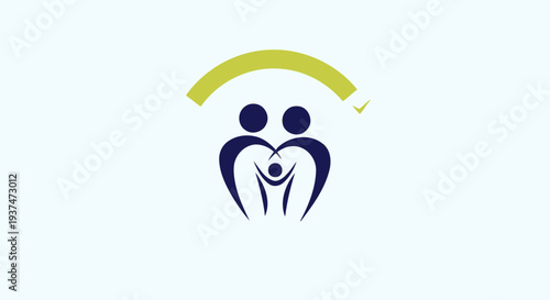 Family symbol representing unity support and protection against a white background