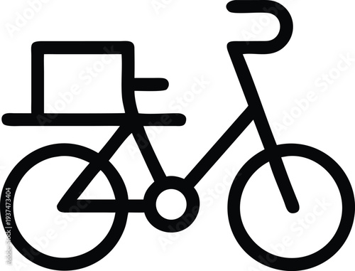 Simple line bicycle featuring a flat delivery box on the rear rack for parcels