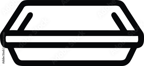 Simple line icon depicting a long shallow rectangular lidded container
