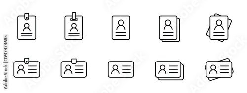 ID card icons set on white background vector identification document symbols