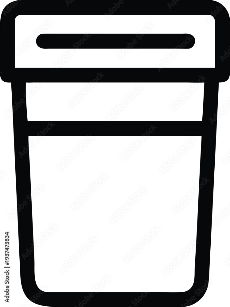 Fototapeta premium Simple outline graphic of a generic cylindrical container with a flat lid