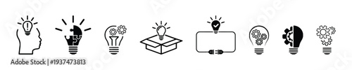Light bulb icons representing ideas, innovation, and creative thinking process