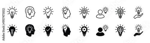 Lightbulb icons representing ideas, innovation, and thought in two styles