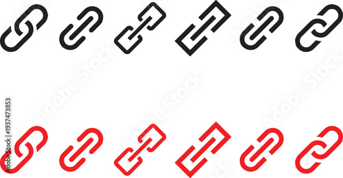 Link icons for chain connection in black and red