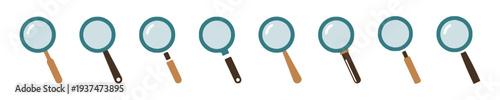 Magnifying glass icons in various styles and colors