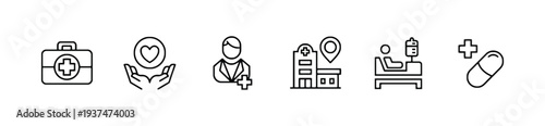 Medical icons set for healthcare and hospital services