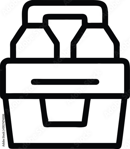 Simple outline icon of a cardboard drink carrier holding two beverages