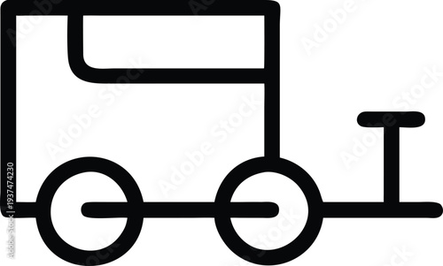 Simple outline icon of a two wheeled utility trailer for cargo transport and logistics