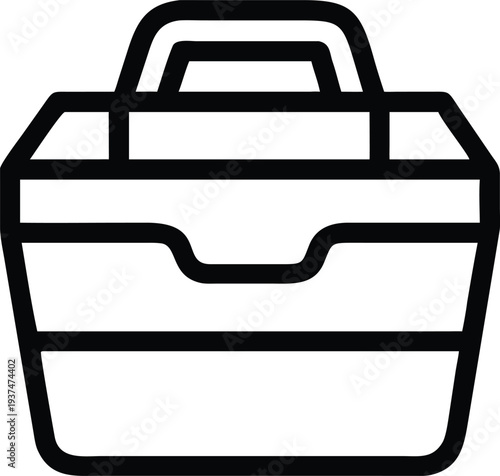 Simple outline illustration of a modern bento lunch box or meal prep container