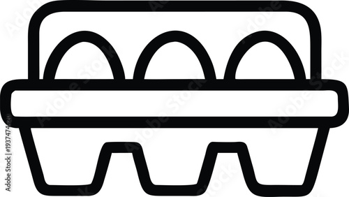 Simple representation of fresh chicken eggs within an open carton