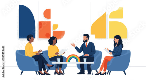 Diverse leadership team collaborating on inclusive corporate strategy and DEI initiatives in a modern workspace