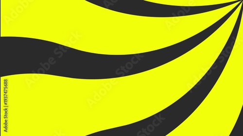 Yellow and black abstract curved stripes motion