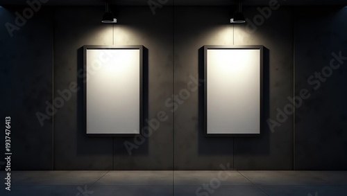 Mock up Blank template poster frame on wall 