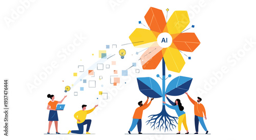 Innovative marketing team scaling AI-driven business growth through collaborative data-driven strategy