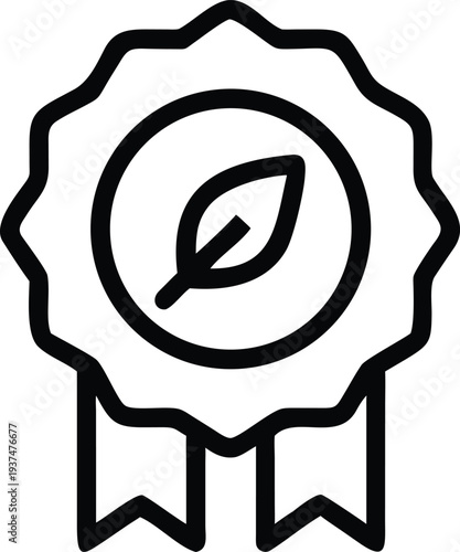 Sustainable Product Certification Badge with Single Green Leaf Symbolizing Environmental Care
