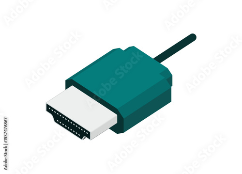 HDMI cable in isometric view. Simple flat illustration.