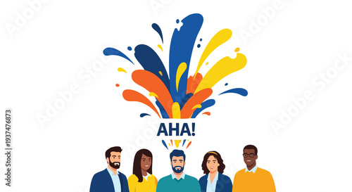 Diverse Corporate Strategy Team Experiencing a Creative Breakthrough and Strategic Insight During a Collaborative Brainstorming Session