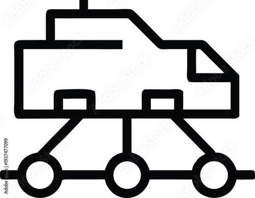 This outline presents a modern space rover exploring unknown terrains on distant planets