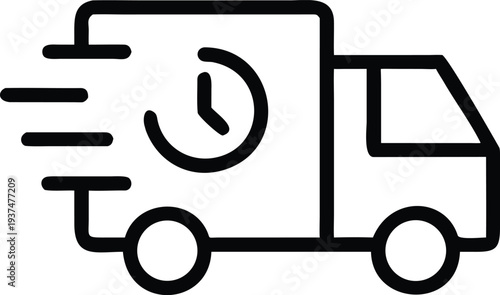 Timely express delivery van with a clock indicating prompt shipping services