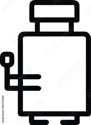 Wheeled Travel Suitcase Outline Icon Representing Vacation and Journey Luggage