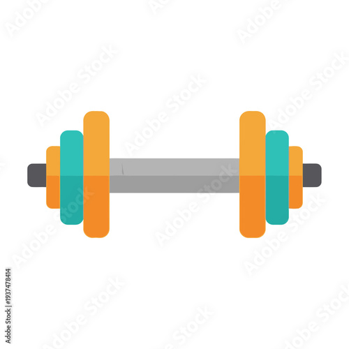 Illustration of a dumbbell with colorful weights on both ends.