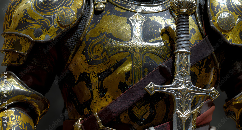 Fototapeta premium Medieval knight armor with sword