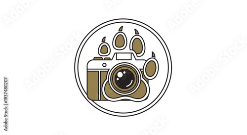 Camera Logo with Paw Print Design.