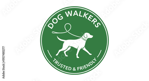 Dog Walkers Logo with White Dog.