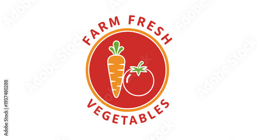 Farm Fresh Vegetables Carrot Tomato Logo.