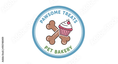 Pet Bakery Logo with Cupcake and Bones.