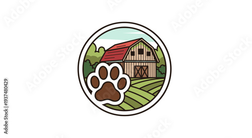 Pet Care Logo with Farmhouse Design.