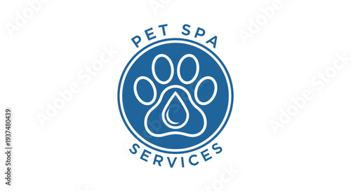 Pet Spa Services Logo with Paw Print.