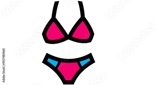 Pink Bikini Swimsuit Illustration Design Element.