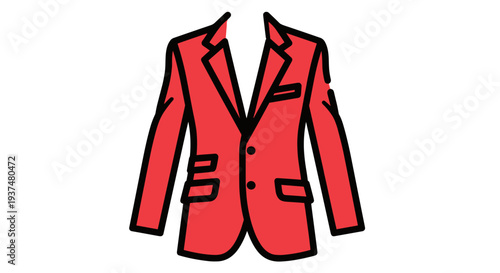 Red Blazer Jacket Illustration Design Element.