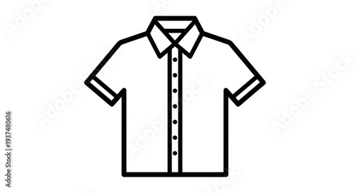 Simple Black Outline of Short Sleeve Shirt.