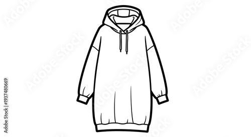 Simple Line Drawing of Hooded Sweatshirt.