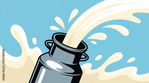 Creamy Milk Can Pouring Splash