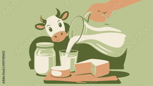 Dairy products milk cow pouring