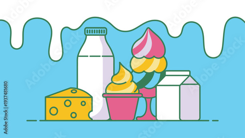 Dairy products milk drip cheese ice cream