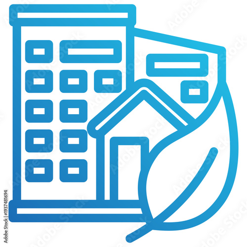 Eco Building Gradient Icon Mini Illustration, Use For Modern Concept, Print, Ui, Ux Kit, Web And App Development. Vector Related To Green Technology And More