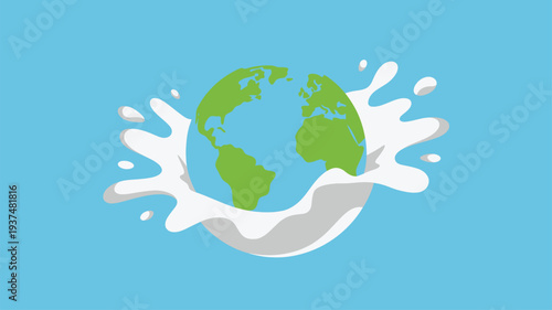 Earth globe milk splash